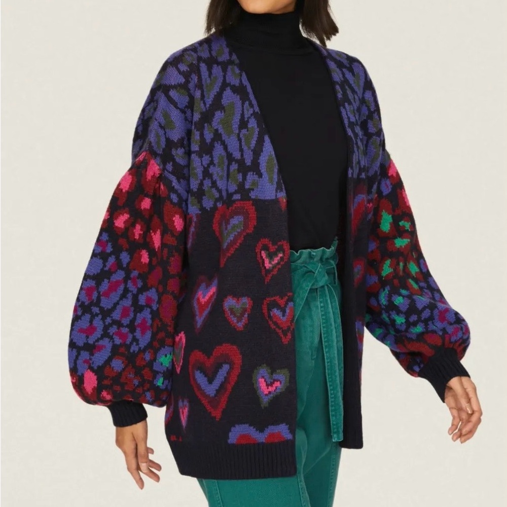 Farm Rio Ikat Dyed Heart Cardigan